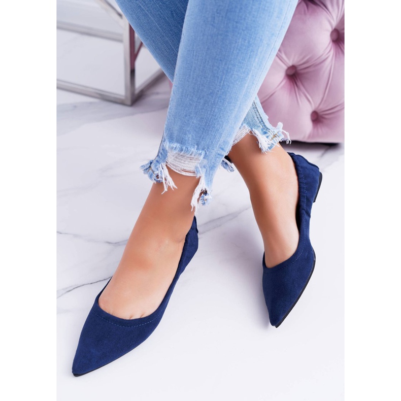 Lu Boo Momenti di ballerine blu navy con fiocco staccabile 2