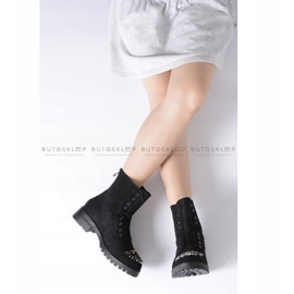 Lu Boo Stivaletti Neri da Bambino con Camoscio Cubic Zirconia LittleCarrie nero 2