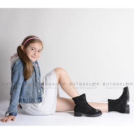 Lu Boo Stivaletti Neri da Bambino con Camoscio Cubic Zirconia LittleCarrie nero 1