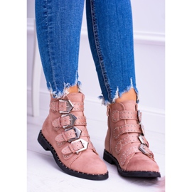 Lu Boo Stivali Rosa Virginia Rock Star Rivetti Fibbie Pelle Scamosciata 2