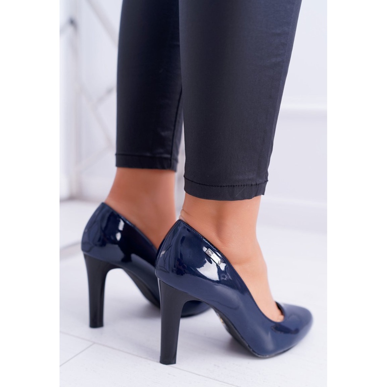 Décolleté da donna laccate blu navy su barra Sergio Leone Campbell 2