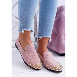 Ballerine da donna Lu Boo Pink Suede Lords con borchie Odessa rosa 1