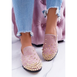 Ballerine da donna Lu Boo Pink Suede Lords con borchie Odessa rosa 2