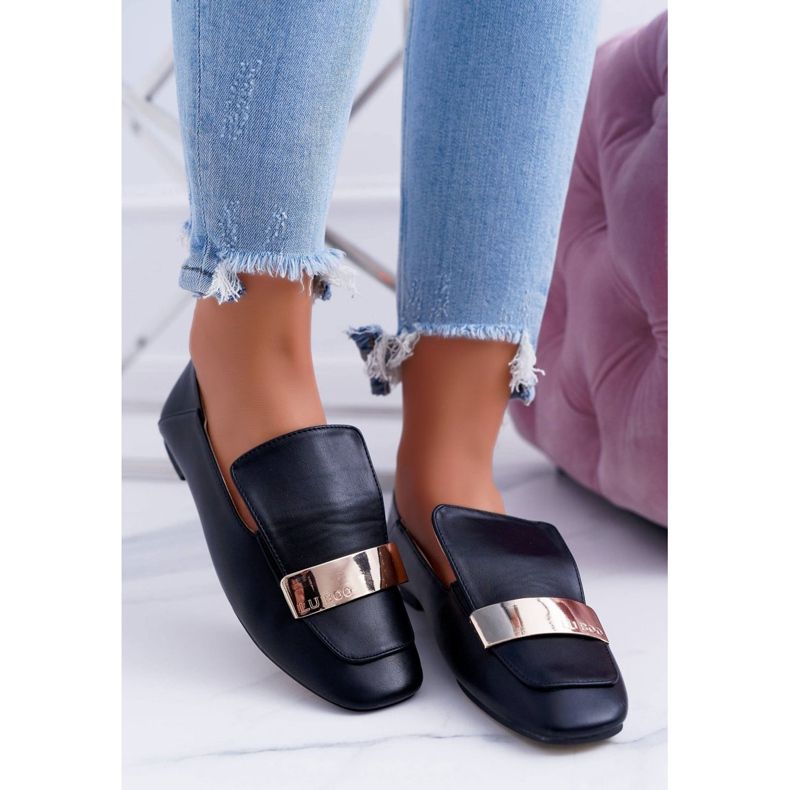 Mocassini Donna Lu Boo Black Grain Con Targhetta Harlem nero 1