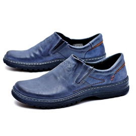 KOMODO Scarpe brogue da uomo in pelle blu navy oversize modeste 1