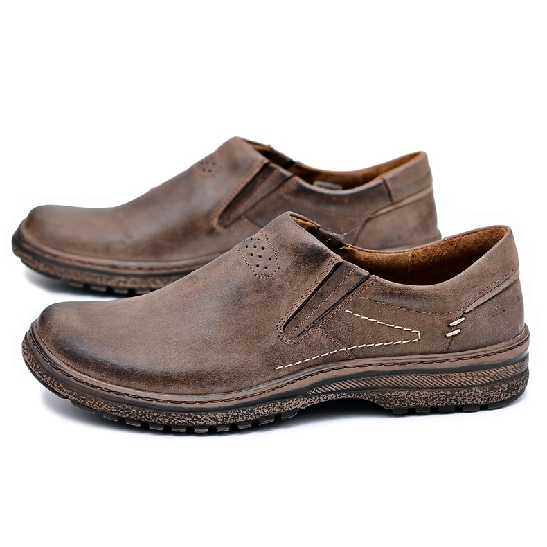 KOMODO Scarpe brogue da uomo in pelle marrone taglia grande Modest 1