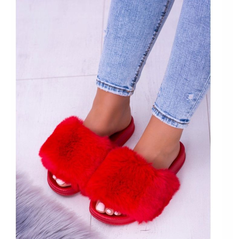 Lu Boo Pantofole Da Donna Rosse Con Pelliccia Xxl rosso 2