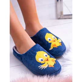 Pantofole calde domestiche da donna Dreex con uccellino blu navy 2