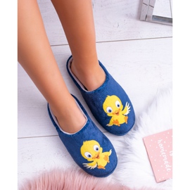 Pantofole calde domestiche da donna Dreex con uccellino blu navy 1