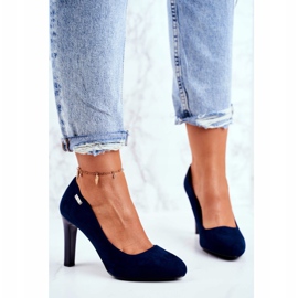 Décolleté da donna in pelle scamosciata blu navy su barra Sergio Leone Campbell 2