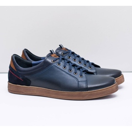 Scarpe sportive da uomo in pelle blu navy Nikopol Design 2