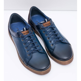 Scarpe sportive da uomo in pelle blu navy Nikopol Design 1