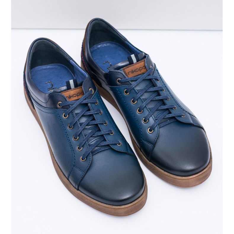 Scarpe sportive da uomo in pelle blu navy Nikopol Design 1