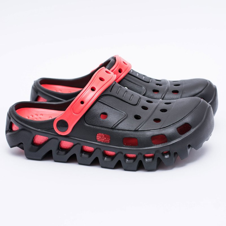 Flameshoes Pantofole leggere da giardino da uomo nere Kroks Eva nero rosso 1