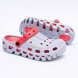 Flameshoes Pantofole leggere da giardino da uomo grigie Kroks Eva rosso grigio 1