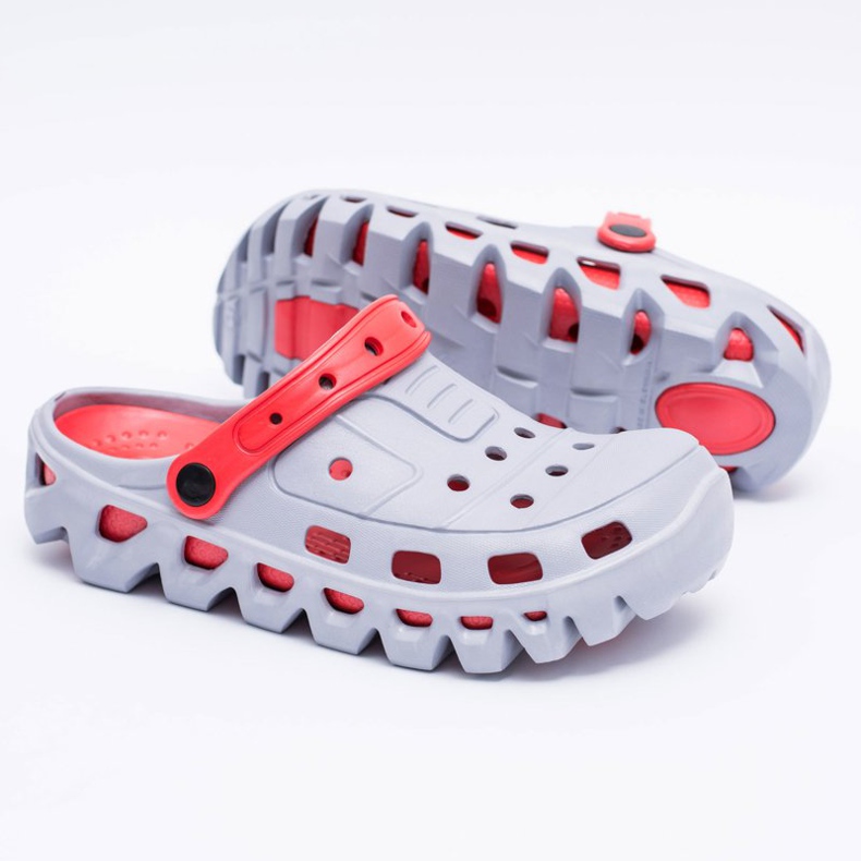 Flameshoes Pantofole leggere da giardino da uomo grigie Kroks Eva rosso grigio 1