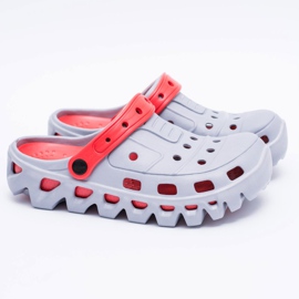 Flameshoes Pantofole leggere da giardino da uomo grigie Kroks Eva rosso grigio 2