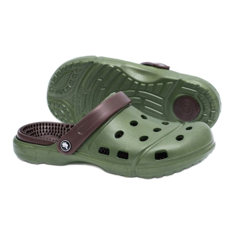 Flameshoes Pantofole da giardino da uomo Kroks Eva Green marrone verde 1