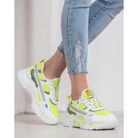 SHELOVET Scarpe da ginnastica al neon bianca giallo 1