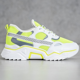 SHELOVET Scarpe da ginnastica al neon bianca giallo 2