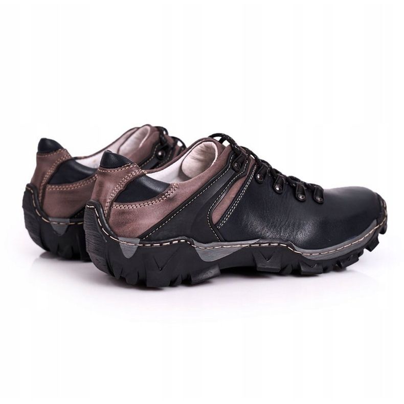 Bednarek Polish Shoes Scarpe Trekking Uomo in Pelle Filippo blu navy 1