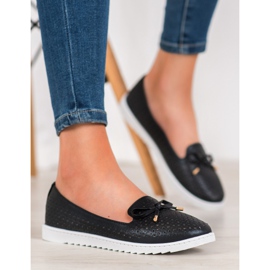 Weide Mocassini traforati con glitter nero 2