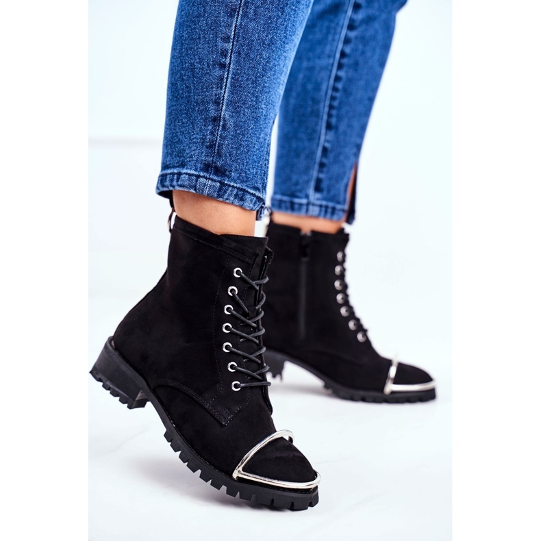 Stivali da donna Lu Boo in camoscio nero con montatura Jacksy in acciaio 1