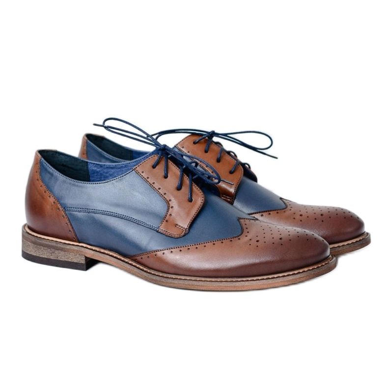Nikopol Navy Blue Leather Scarpe Eleganti da Uomo Mortes marrone blu navy 1
