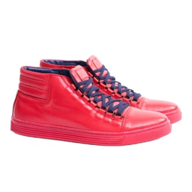 KENT Sneakers da uomo in pelle rosse Torres rosso 1