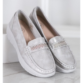 SHELOVET Comodi mocassini sulla piattaforma grigio 1