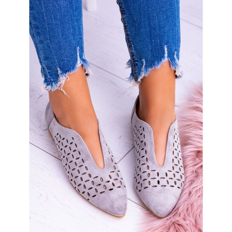 Lu Boo Scarpe Slip-on Synthia da donna in camoscio grigio 2