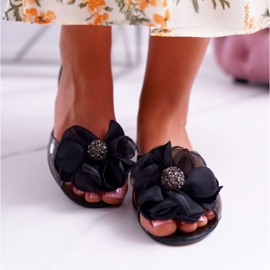 Lu Boo | Ballerine Gomma Meliski Fiori Nero Candela 2