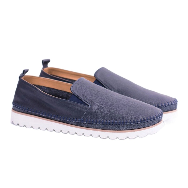 Mocassini in pelle da uomo blu navy Perlugo 1