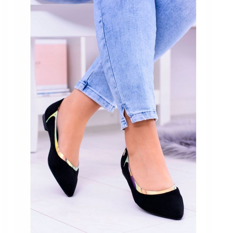 Lu Boo Ballerine olografiche trasparenti nere in Szpic Lison nero 1