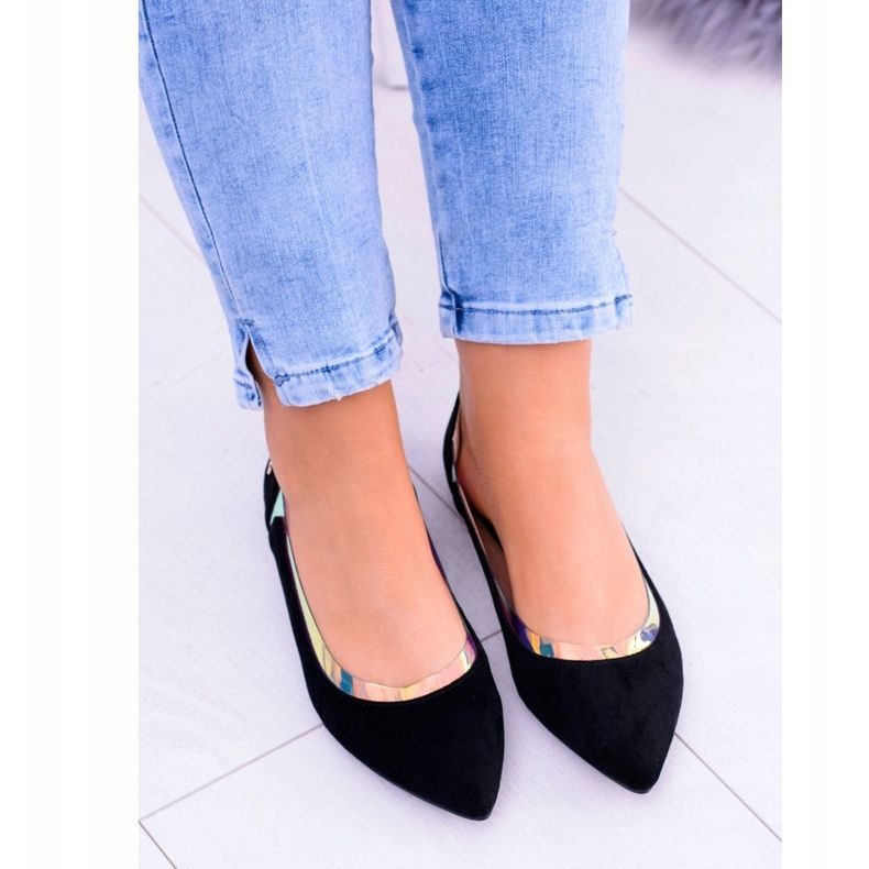 Lu Boo Ballerine olografiche trasparenti nere in Szpic Lison nero 2