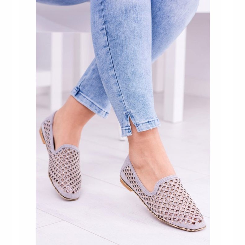 Lu Boo Ballerine traforate grigie Lordsy Studs Carmar grigio 1