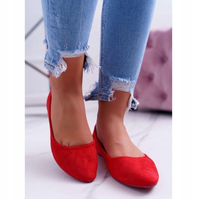PS1 Ballerine da donna rosse in camoscio Bueno rosso 2