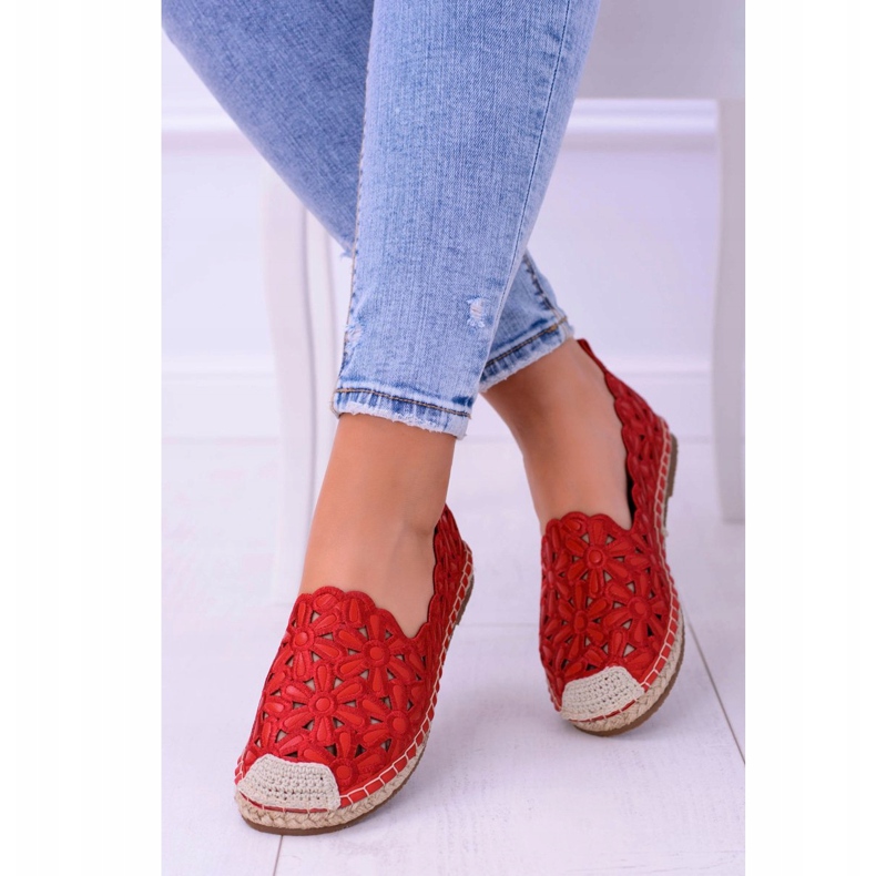 Lu Boo Ballerine Donna Espadrillas Rosse Fiori Macarena rosso 1