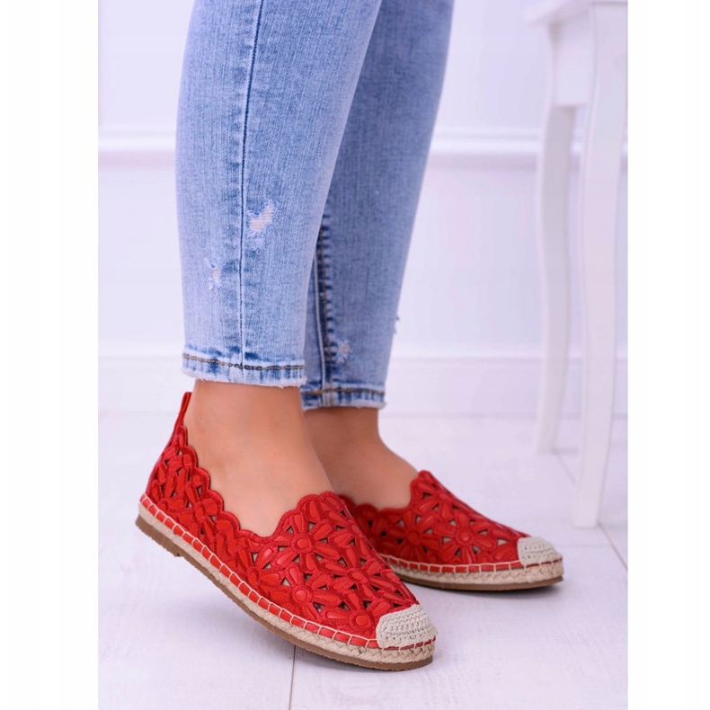 Lu Boo Ballerine Donna Espadrillas Rosse Fiori Macarena rosso 2