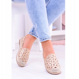 Lu Boo Ballerine Donna Espadrillas Dorate Fiori Macarena d'oro 1