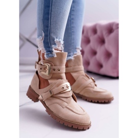 Lu Boo Stivaletti cut-out scamosciati beige Rock Girl 1