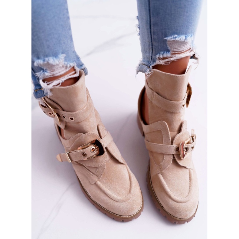 Lu Boo Stivaletti cut-out scamosciati beige Rock Girl 2