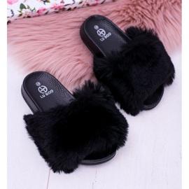 Lu Boo Pantofole Nere Per Bambini Con Pelliccia Xxl Poly nero 1