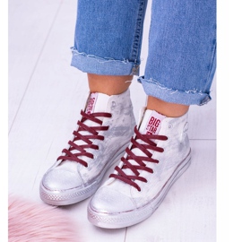 Big Star High White Silver Plated Sneakers BB274016 bianco 2