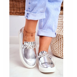 Sneakers da donna Slip On Lu Boo Mocassini Specchiati Con Frange Nefrette grigio 2