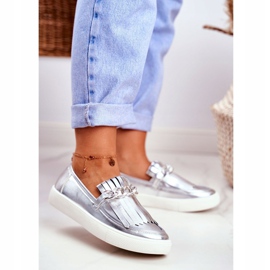 Sneakers da donna Slip On Lu Boo Mocassini Specchiati Con Frange Nefrette grigio 1