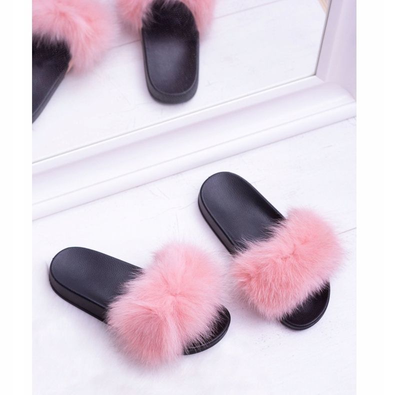 Ciabatte da Donna con Pelliccia Naturale Rosa Naturis 1