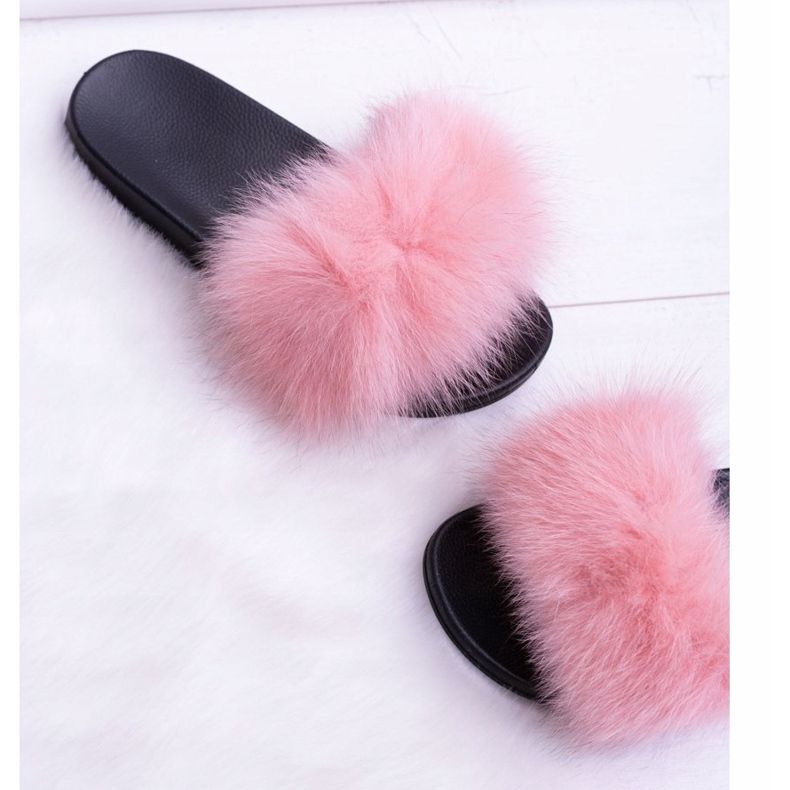 Ciabatte da Donna con Pelliccia Naturale Rosa Naturis 2