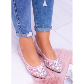 Lu Boo Ballerine in camoscio rosa su pietre elastiche Even 2