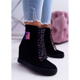 Sneakers Donna Lu Boo Camoscio Nero con Catene Iridescenti Monica 1